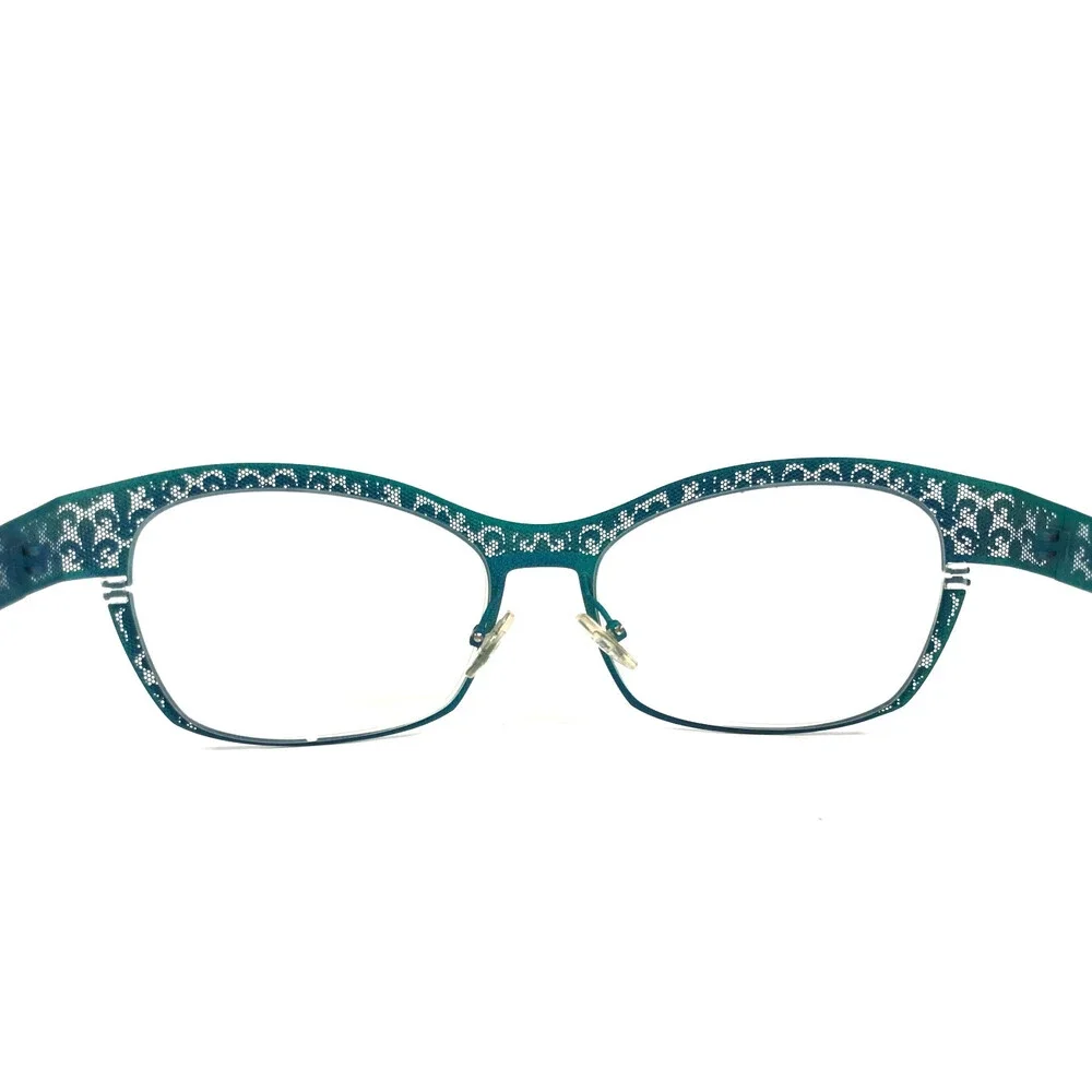 J.F. Rey Eyeglasses Frames JF2559 2222 Blue Turquoise Fleur De Lis 53-16-132